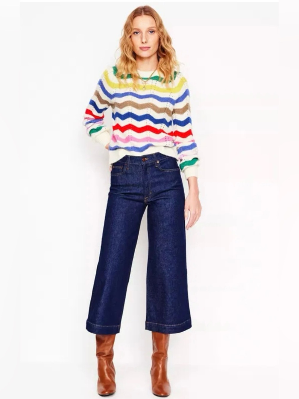 BODEN Alice Fluffy Wavy Stripe Raglan Sleeve Sweater
